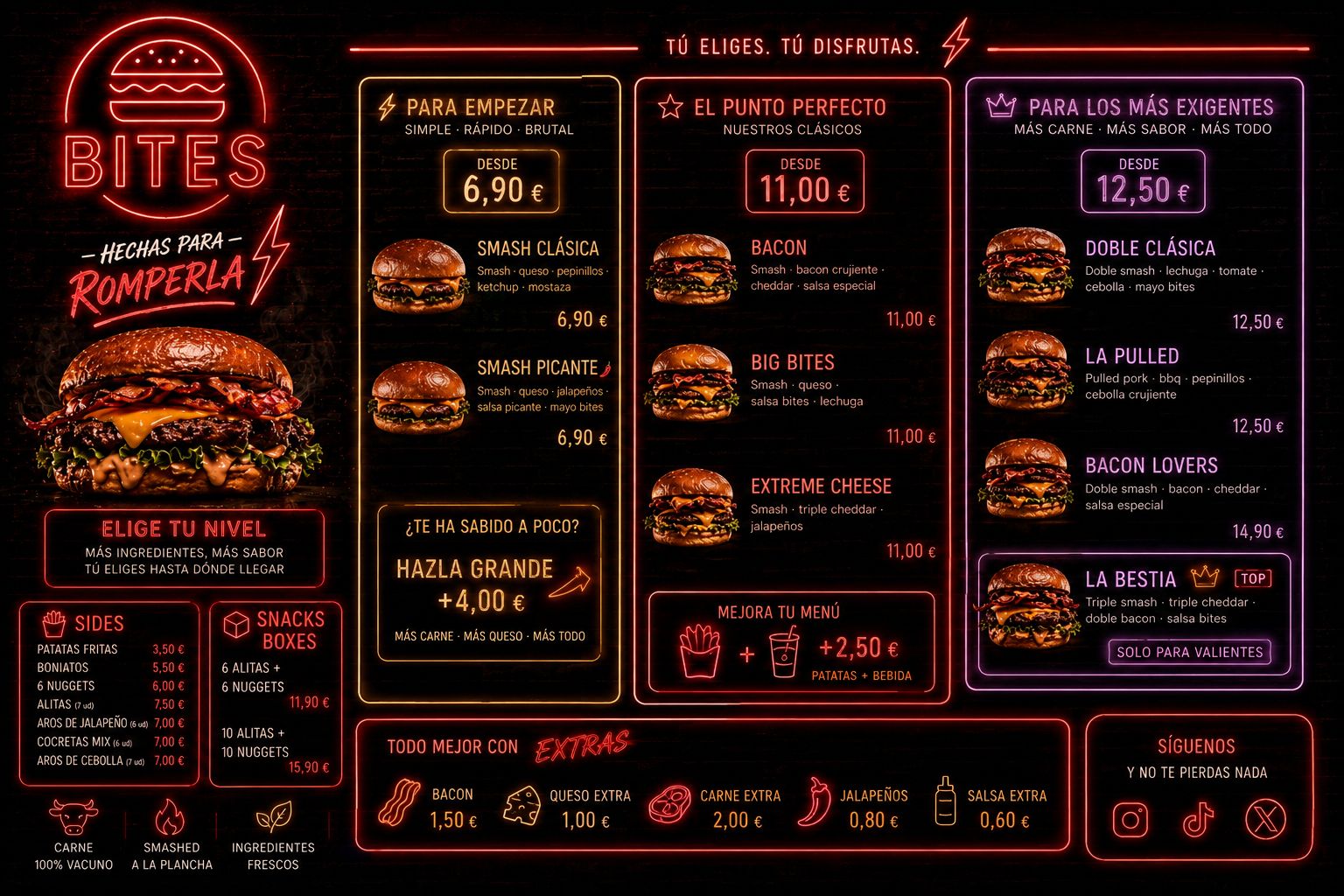 Neón rojo de Bites