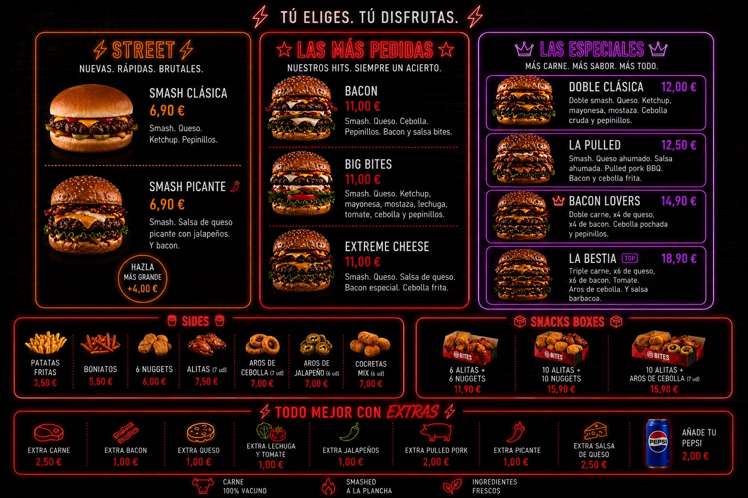 Carta neón de Bites